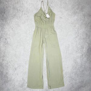 prAna Swim Cover Up Womens XS Green Wide Leg Jumpsuit Swimwear Beach Romper
